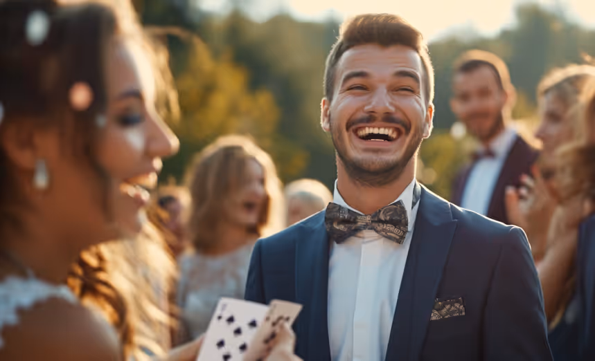 Magia durante el cóctel de una boda